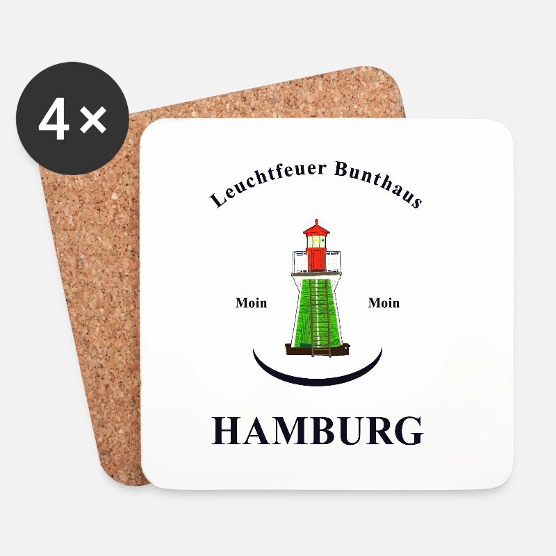 Hamburg Leuchtturm Bunthaus, Handzeichnung - Untersetzer (4er-Set) - Weiß