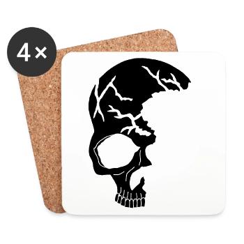 Black half-skull - Coasters (set of 4) - white - Front