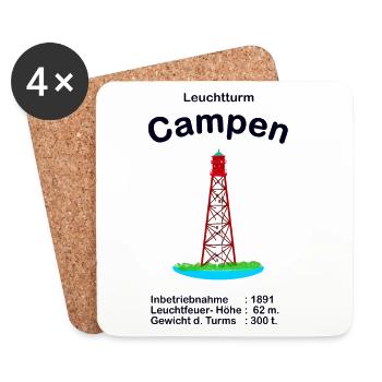 Leuchtturm Campen an der Nordsee Zeichnung - Untersetzer (4er-Set) - Weiß - Vorne
