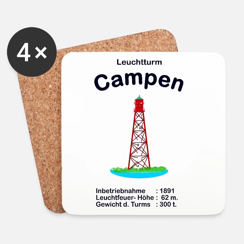 Leuchtturm Campen an der Nordsee Zeichnung - Untersetzer (4er-Set) - Weiß
