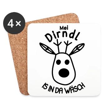 Abstraktes Linienmuster Mei Dirndl is in da Wäsch  - Untersetzer (4er-Set) - Weiß - Vorne