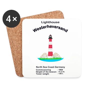 Leuchtturm Westerheversand Nordsee Deutschland - Untersetzer (4er-Set) - Weiß - Vorne