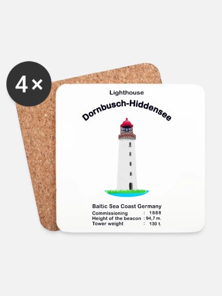 Leuchtturm Dornbusch-Hiddensee, Ostsee Deutschland - Untersetzer (4er-Set) - Weiß