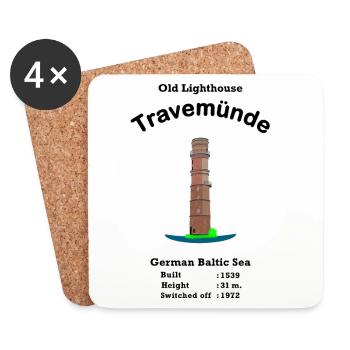 Alter Leuchtturm Travemünde, Ostsee, Deutschland - Untersetzer (4er-Set) - Weiß - Vorne