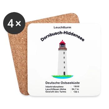Leuchtturm Dornbusch- Hiddensee, Zeichnung - Untersetzer (4er-Set) - Weiß - Vorne