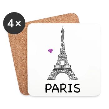 Eiffelturm Paris Strichzeichnung - Untersetzer (4er-Set) - Weiß - Vorne