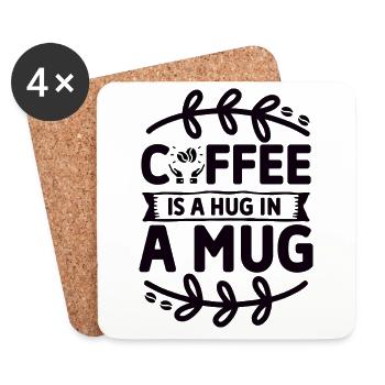 Coffee is a Hug in a Mug - Kaffeeliebe - Untersetzer (4er-Set) - Weiß - Vorne