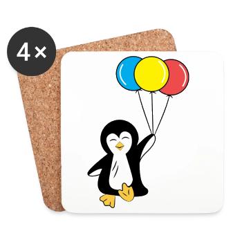 Balloon Penguin Antarctica Animal Seabird Zoo - Coasters (set of 4) - white - Front