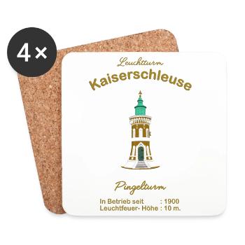 Leuchtturm Kaiserschleuse, Pingelturm, Bremerhaven - Untersetzer (4er-Set) - Weiß - Vorne