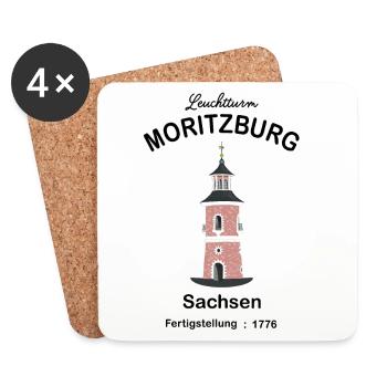 Leuchtturm Moritzburg Sachsen, Zeichnung - Untersetzer (4er-Set) - Weiß - Vorne