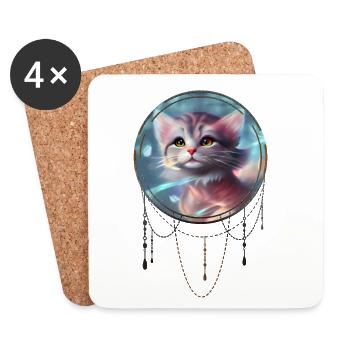 Mignon petit chaton - Dessous de verre (lot de 4) - blanc - Devant