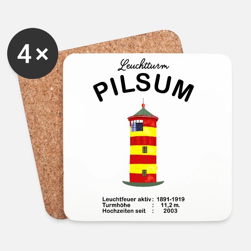 Leuchtturm Pilsum, Ostfriesland, deutsche Nordsee - Untersetzer (4er-Set) - Weiß