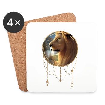 Awesome lion at sunset - Coasters (set of 4) - white - Front