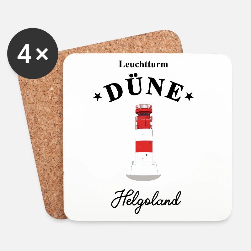Leuchtturm auf Düne, Helgoland, Poster - Untersetzer (4er-Set) - Weiß