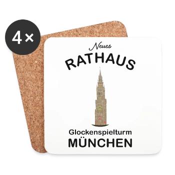 Turm Neues Rathaus München Poster - Untersetzer (4er-Set) - Weiß - Vorne