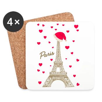 Eiffelturm Paris in der Weihnachtszeit - Untersetzer (4er-Set) - Weiß - Vorne