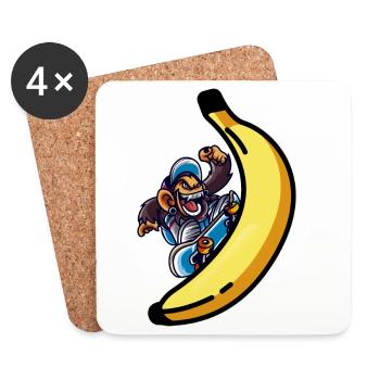 Skater Monkey mit Banane Skateboard - Untersetzer (4er-Set) - Weiß - Vorne