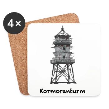 Tour du cormoran, vieux phare, côte de la mer du Nord - Dessous de verre (lot de 4) - blanc - Devant