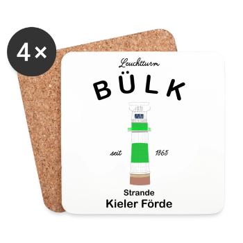 Leuchtturm Bülk, Strande, Kieler Förde, Ostsee - Untersetzer (4er-Set) - Weiß - Vorne