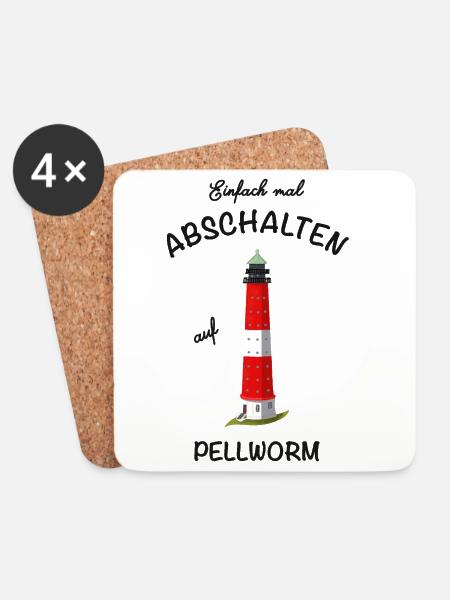 Kultiger Leuchtturm Insel Pellworm, abschalten - Untersetzer (4er-Set) - Weiß
