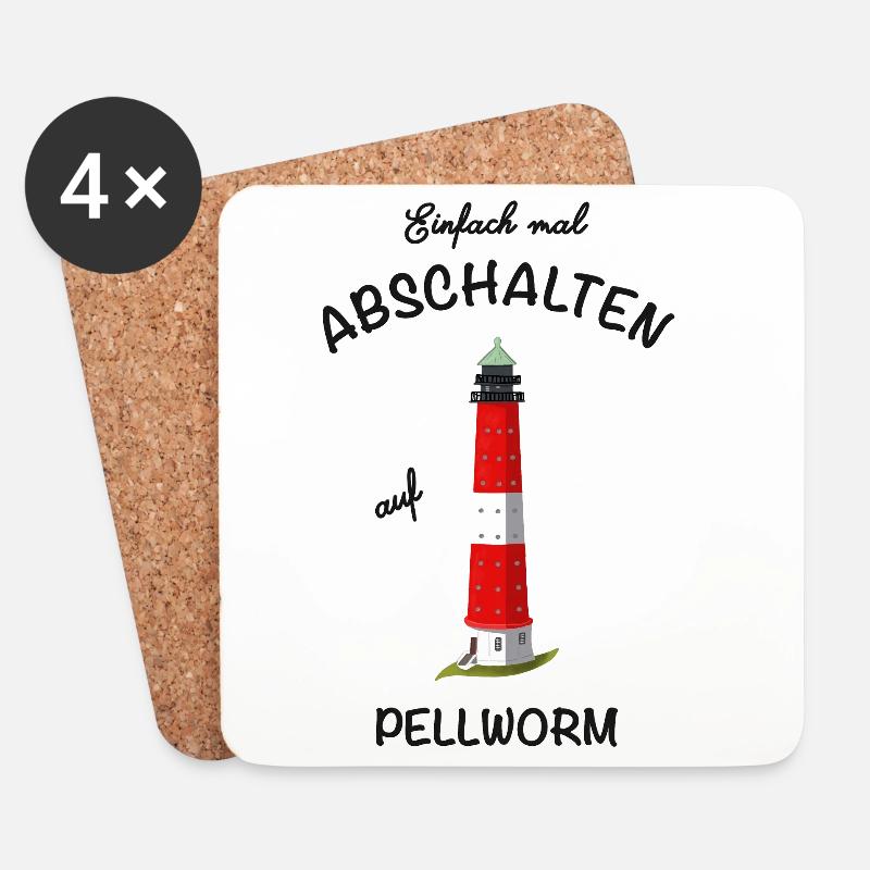 Kultiger Leuchtturm Insel Pellworm, abschalten - Untersetzer (4er-Set) - Weiß