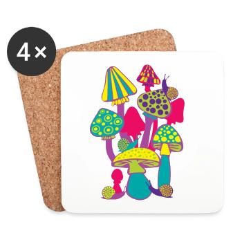 Dérives de champignons colorés aux couleurs néon - Dessous de verre (lot de 4) - blanc - Devant