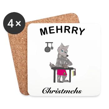 Mehrry Christmehs, lustige Weihnachten in NL - Untersetzer (4er-Set) - Weiß - Vorne