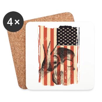 USA flag with skull - Coasters (set of 4) - white - Front