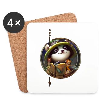 Cute panda with little fairies - Coasters (set of 4) - white - Front