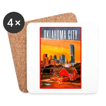 Oklahoma City Skyline Sunset - Coasters (set of 4) - white - Front