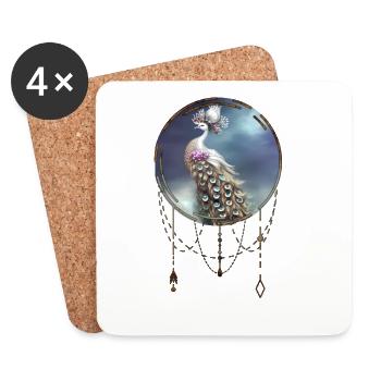 Merveilleux paon élégant - Dessous de verre (lot de 4) - blanc - Devant