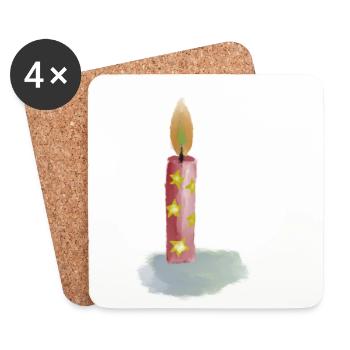 Hand Drawn Birthday Candle with Stars - Coasters (set of 4) - white - Front