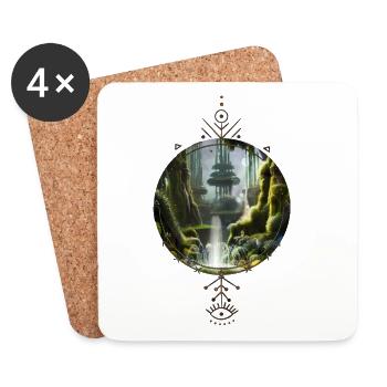 Paysage fantastique le matin. - Dessous de verre (lot de 4) - blanc - Devant