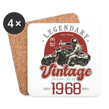 1968 Jubiläum Motorrad Biker Jahrgang - Untersetzer (4er-Set) - Weiß - Vorne