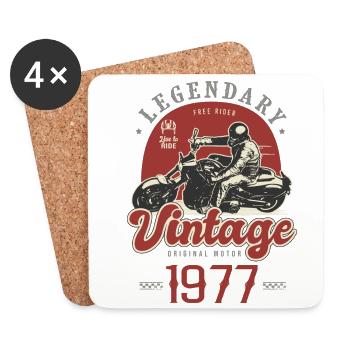 1977 Jubiläum Motorrad Biker Jahrgang - Untersetzer (4er-Set) - Weiß - Vorne