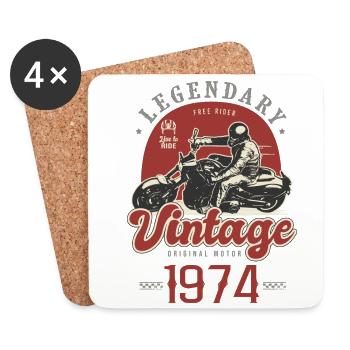1974 anniversaire moto motard vintage ans - Dessous de verre (lot de 4) - blanc - Devant