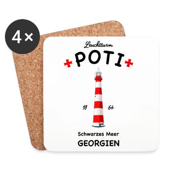 Georgien, Leuchtturm Poti, Schwarzes Meer - Untersetzer (4er-Set) - Weiß - Vorne