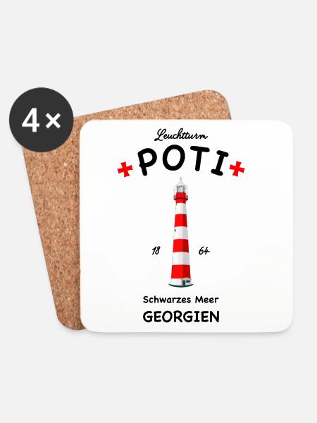 Georgien, Leuchtturm Poti, Schwarzes Meer - Untersetzer (4er-Set) - Weiß