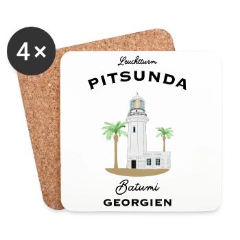 Georgien, Leuchtturm in Batumi, Schwarzes Meer - Untersetzer (4er-Set) - Weiß - Vorne