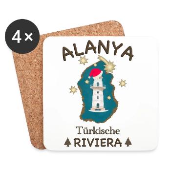 Noël, Turquie Alanya, Phare - Dessous de verre (lot de 4) - blanc - Devant