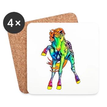 neon Pferd - Untersetzer (4er-Set) - Weiß - Vorne
