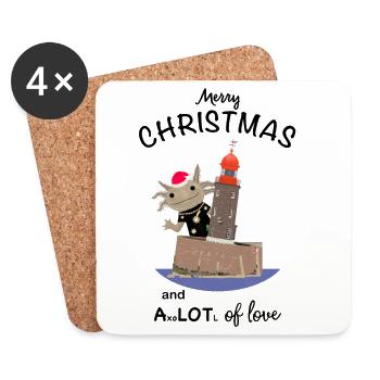 Christmas, Axolotl, lighthouse Bremerhaven - Coasters (set of 4) - white - Front