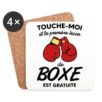 Cadeau humour boxe - femme ou homme - Dessous de verre (lot de 4) - blanc - Devant