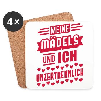 Mädels unzertrennlich (Schriftzug) - Untersetzer (4er-Set) - Weiß - Vorne