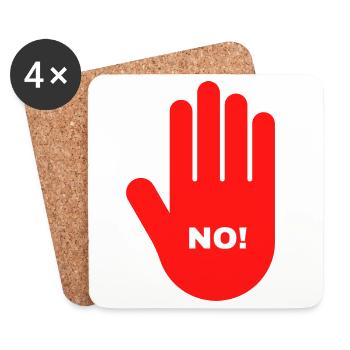 hand rot stop nein halt 3 - Untersetzer (4er-Set) - Weiß - Vorne