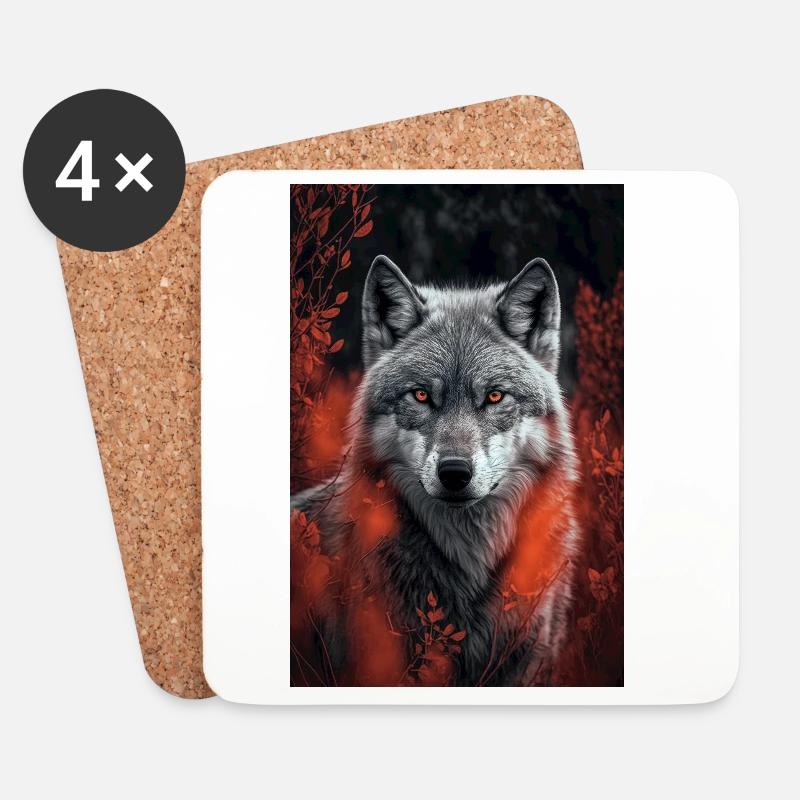 Wolf, Infrarot Aufnahme - Untersetzer (4er-Set) - Weiß