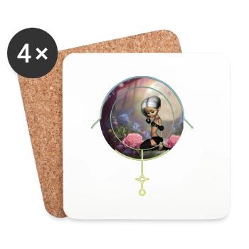 Fée mignonne dans le jardin endormi - Dessous de verre (lot de 4) - blanc - Devant