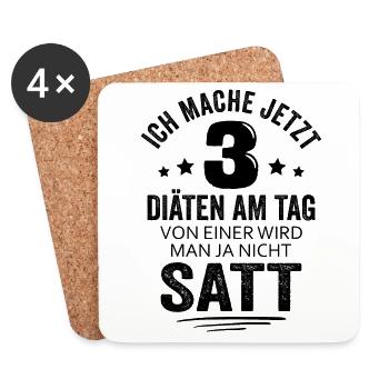 Ich mache jetzt 3 Diäten am Tag - Untersetzer (4er-Set) - Weiß - Vorne