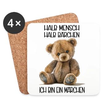 Bär halb Mensch Halb Bärchen Kuschelteddy - Untersetzer (4er-Set) - Weiß - Vorne