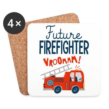 futur pompier camion de pompiers - Dessous de verre (lot de 4) - blanc - Devant